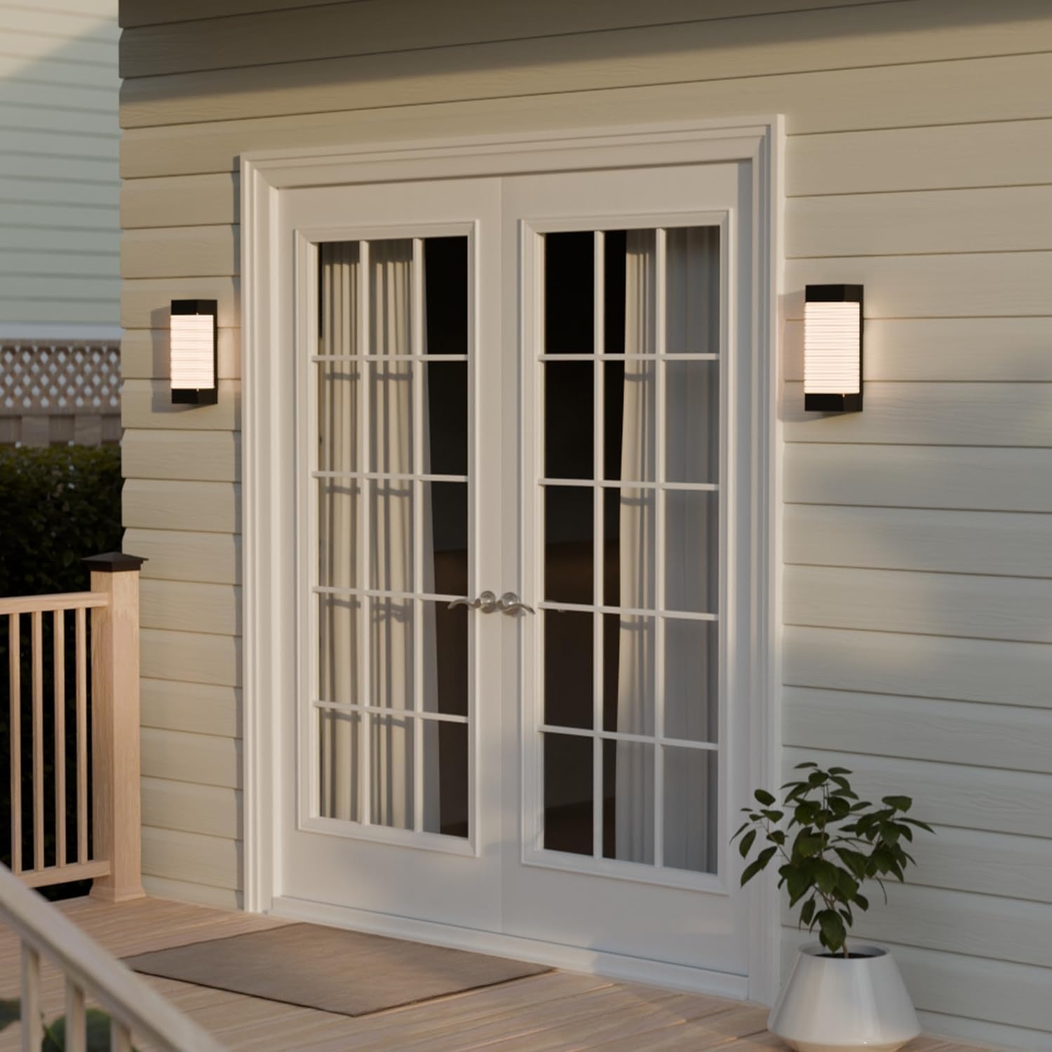 image:imageGlobe Electric 44359 Capulet LED Integrated Outdoor Indoor Wall Sconce Black Clear Bubble Glass Center Column Dimmable 12W 850 LumensMatte Black Ribbed Glass