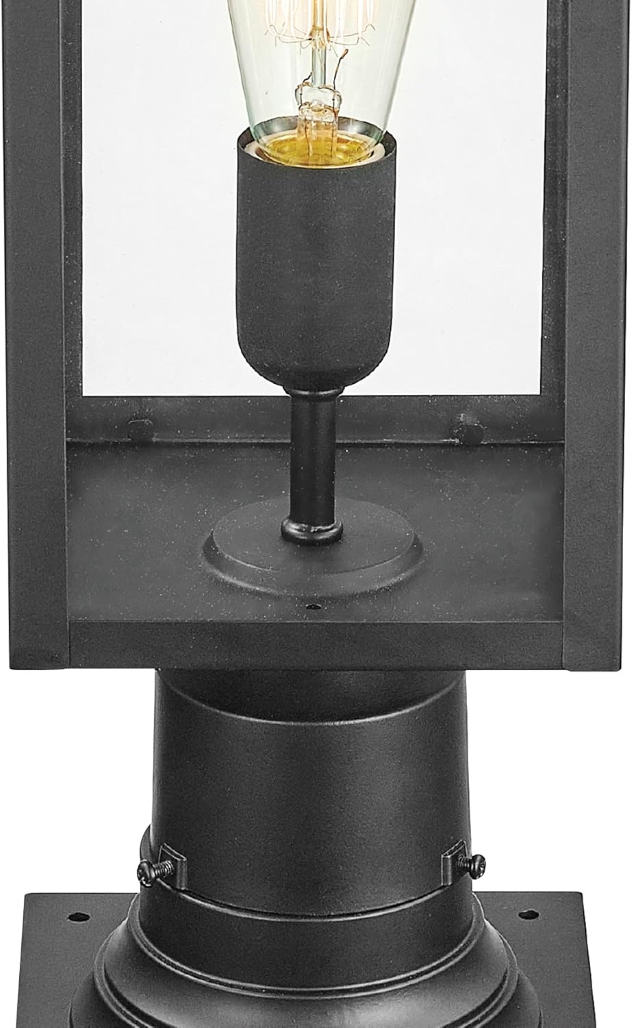 image:imageGlobe Electric 44384 1Light Outdoor Lamp Post Light Fixture with Base Adaptor Matte Black Clear Glass Inserts Weather Resistant Exterior Lighting Modern Security Lights E26 BaseBowery