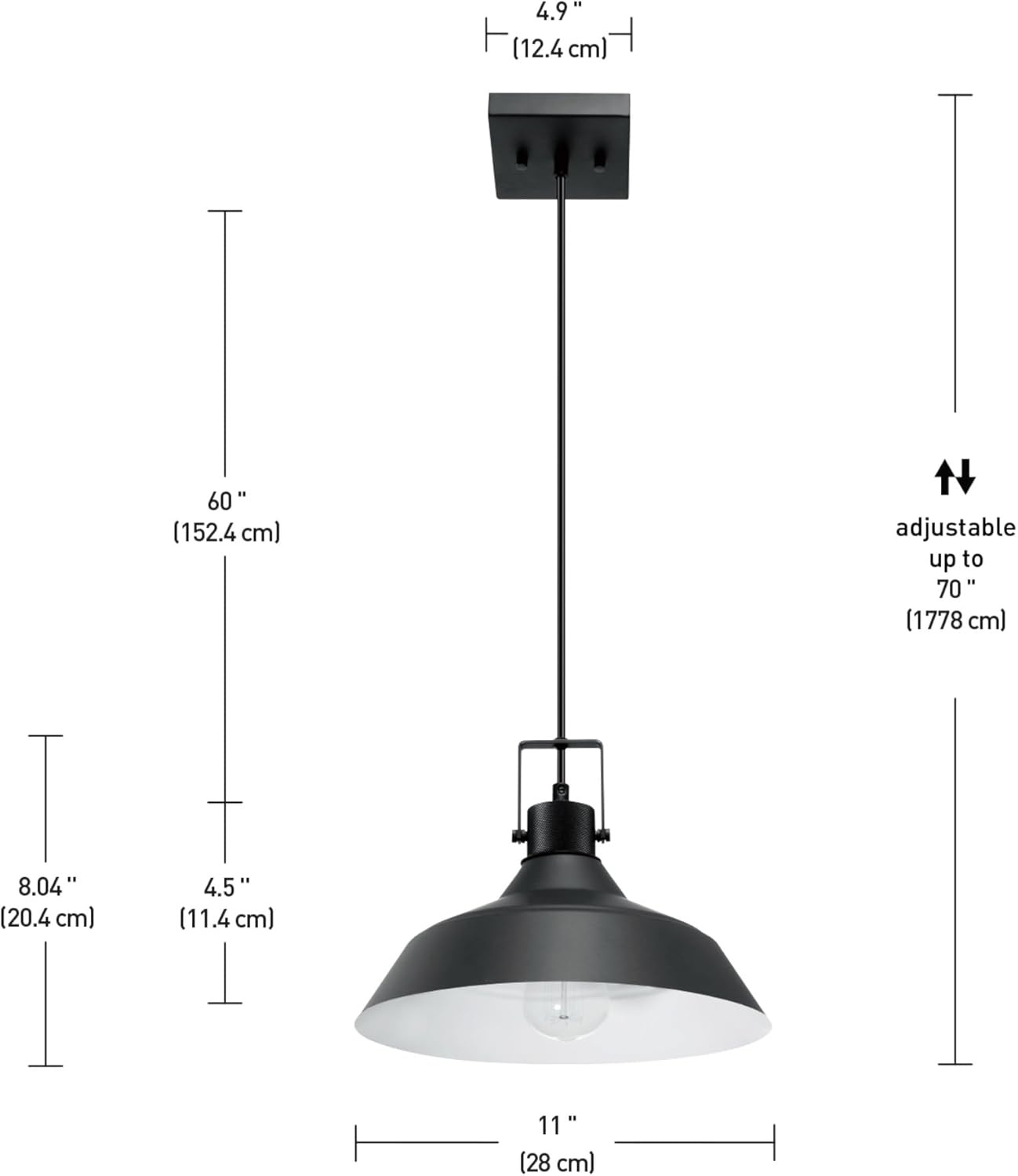 image:imageGlobe Electric 44476 1Light IndoorOutdoor Pendant Light Matte Black Finish Textured Socket Detail Adjustable Hanging Height E26 Base Modern Farmhouse StyleSutton Black