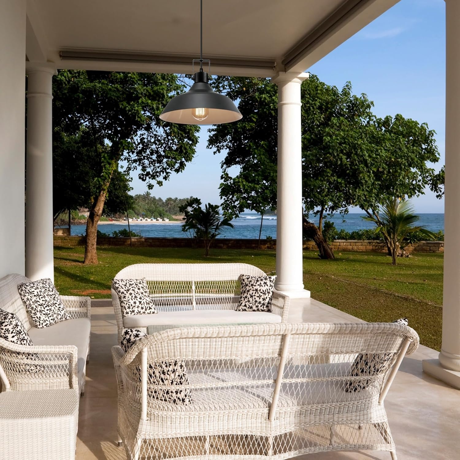 image:imageGlobe Electric 44476 1Light IndoorOutdoor Pendant Light Matte Black Finish Textured Socket Detail Adjustable Hanging Height E26 Base Modern Farmhouse StyleSutton Black