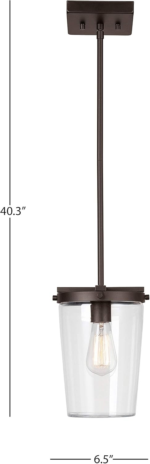 image:imageGlobe Electric 44635 1Light Outdoor Pendant Bronze Clear Glass Shade Bulb IncludedRetro