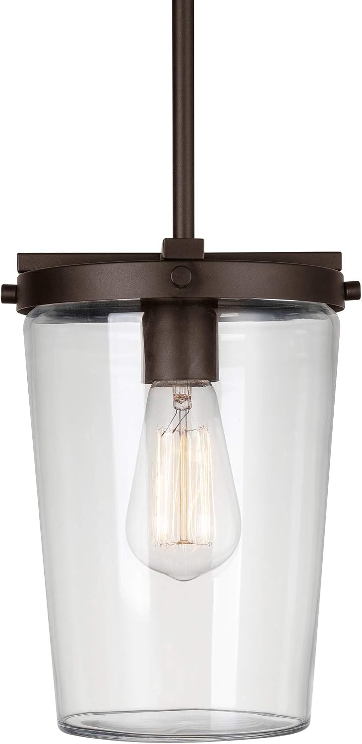 image:imageGlobe Electric 44635 1Light Outdoor Pendant Bronze Clear Glass Shade Bulb IncludedRetro