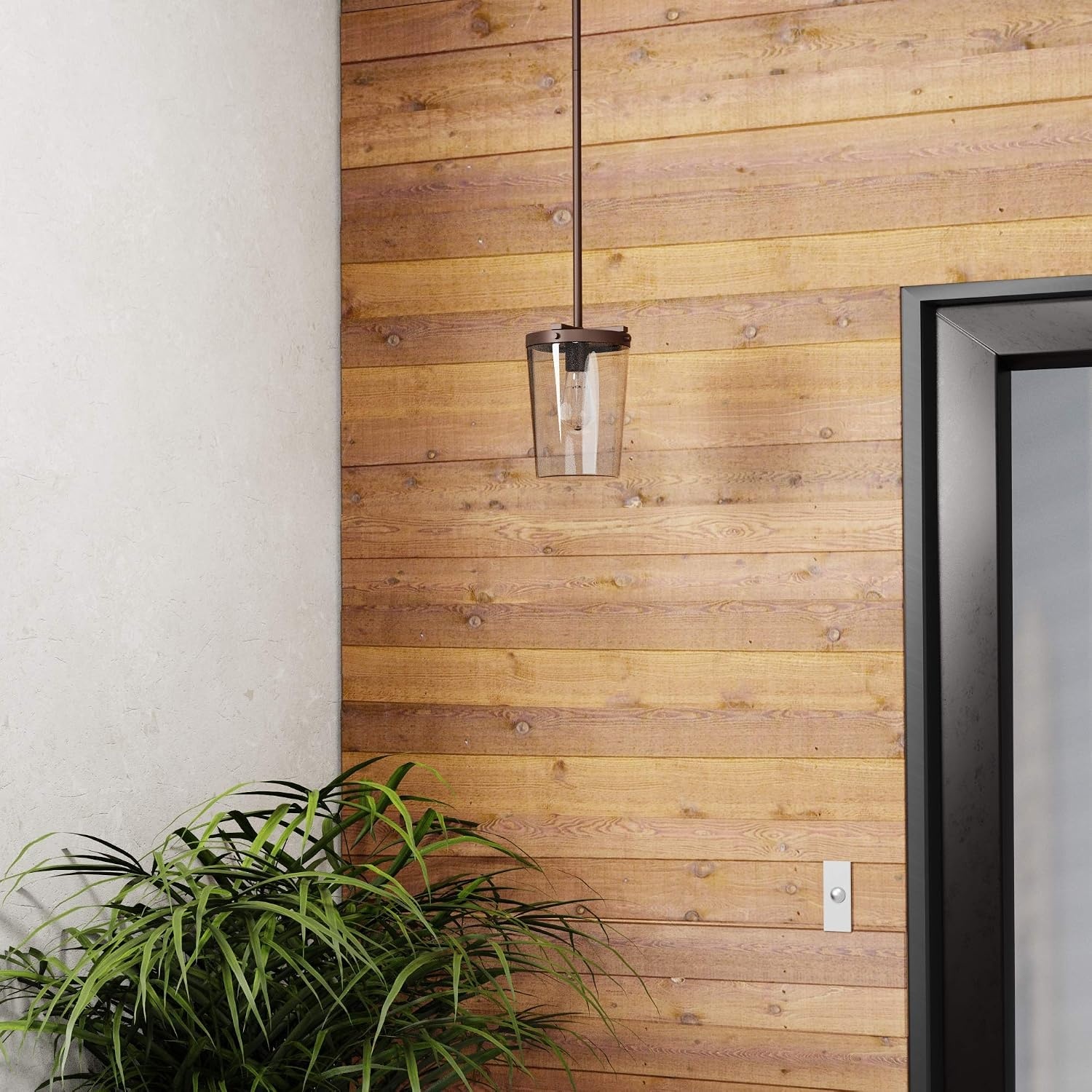 image:imageGlobe Electric 44635 1Light Outdoor Pendant Bronze Clear Glass Shade Bulb IncludedRetro