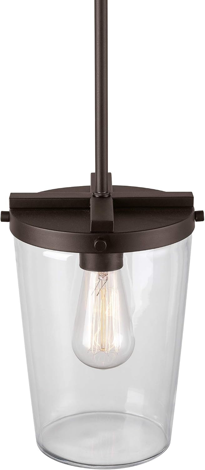 image:imageGlobe Electric 44635 1Light Outdoor Pendant Bronze Clear Glass Shade Bulb IncludedRetro