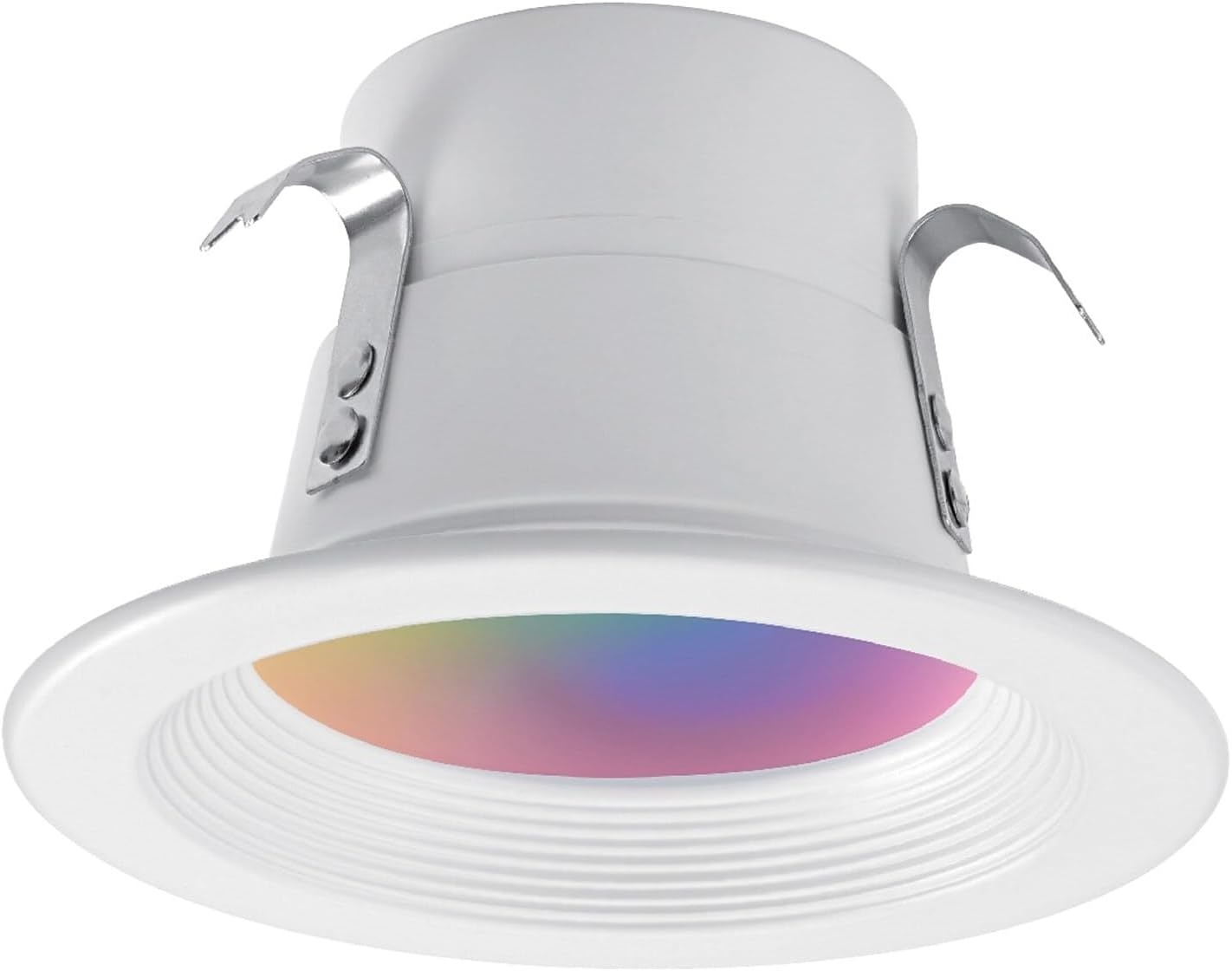 image:imageGlobe Electric 50078 WiFi Smart 4 LED Retrofit Recessed Light No Hub Required Voice Activated 10 W Multicolor Changing RGB White 2000K 5000K 600 Lumens GU10 and E26 Adaptors Included