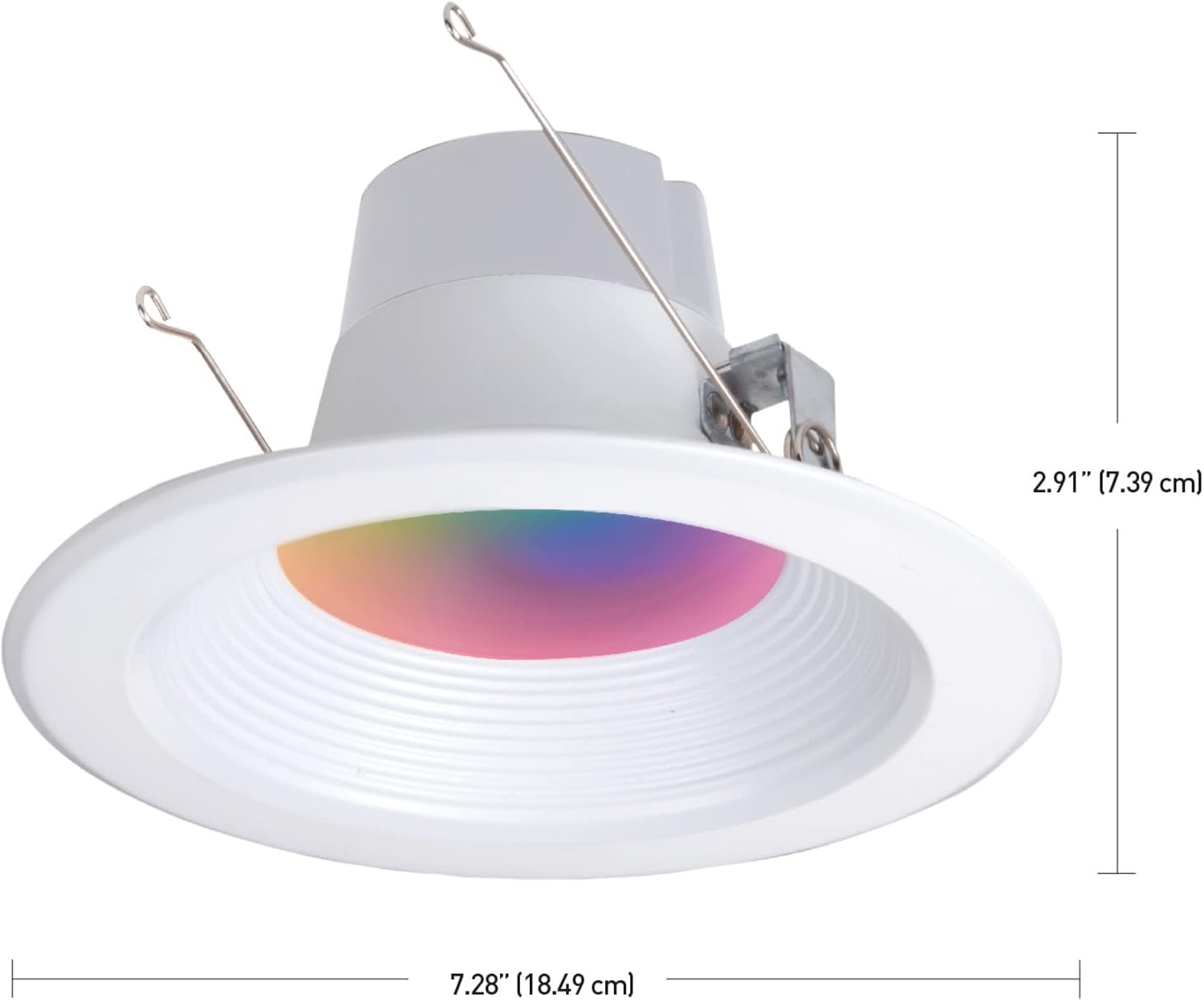 image:imageGlobe Electric 50079 WiFi Smart 56 LED Retrofit Recessed Light No Hub Required Voice Activated 11 Watts Multicolor Changing RBG Tunable White 2000K 5000K 700 Lumens E26 Adaptor Included