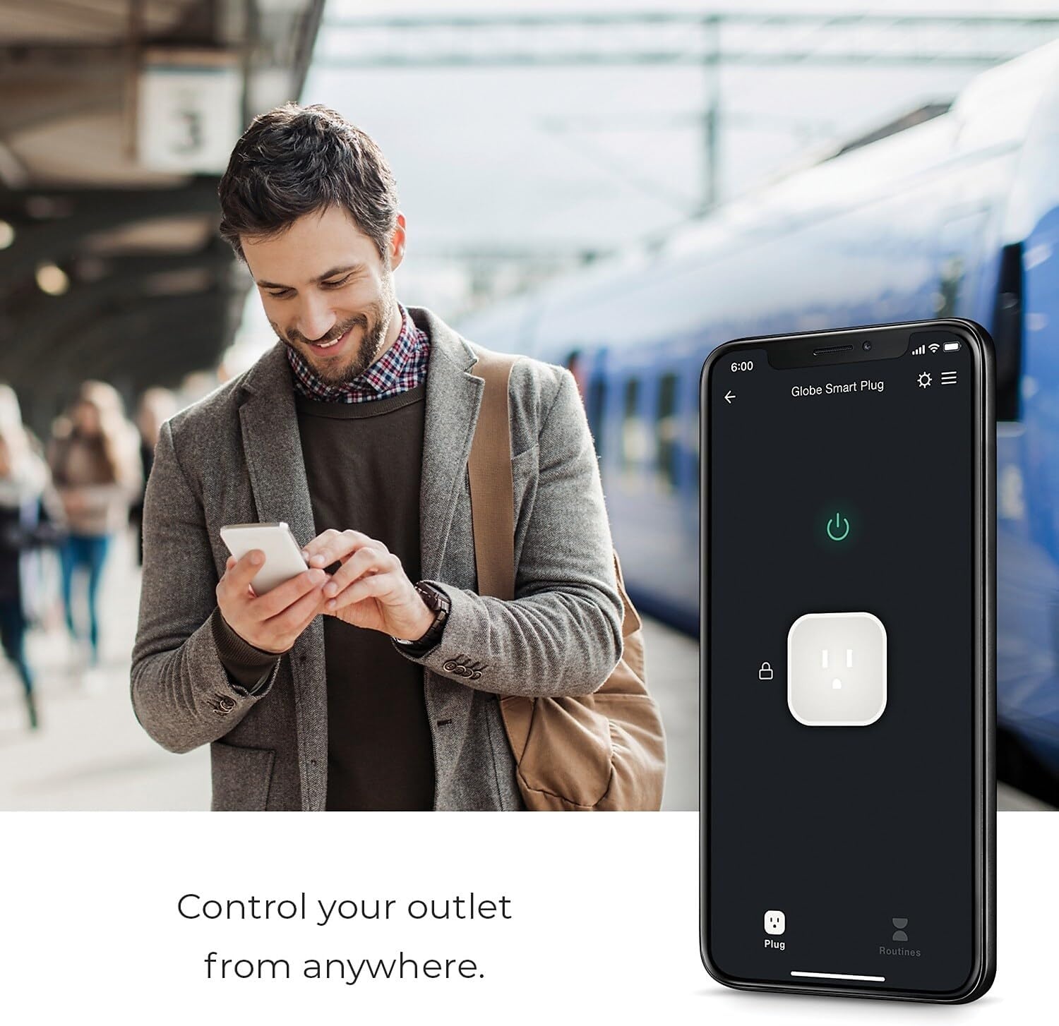 image:imageGlobe Electric 50329U WiFi Smart Plug Mini No Hub Required 1 Grounded Outlet White 1Pack 15A Home Automation Outlet Extender Electronics Smart Home Works with Alexa Google Home Echo1 Count Pack of 1