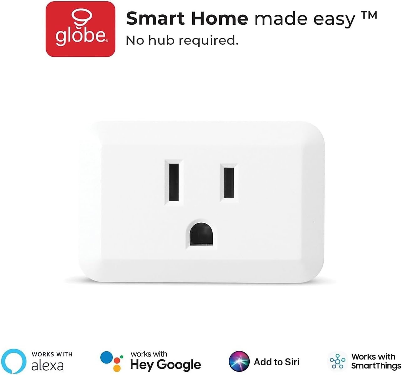 image:imageGlobe Electric 50329U WiFi Smart Plug Mini No Hub Required 1 Grounded Outlet White 1Pack 15A Home Automation Outlet Extender Electronics Smart Home Works with Alexa Google Home Echo1 Count Pack of 1
