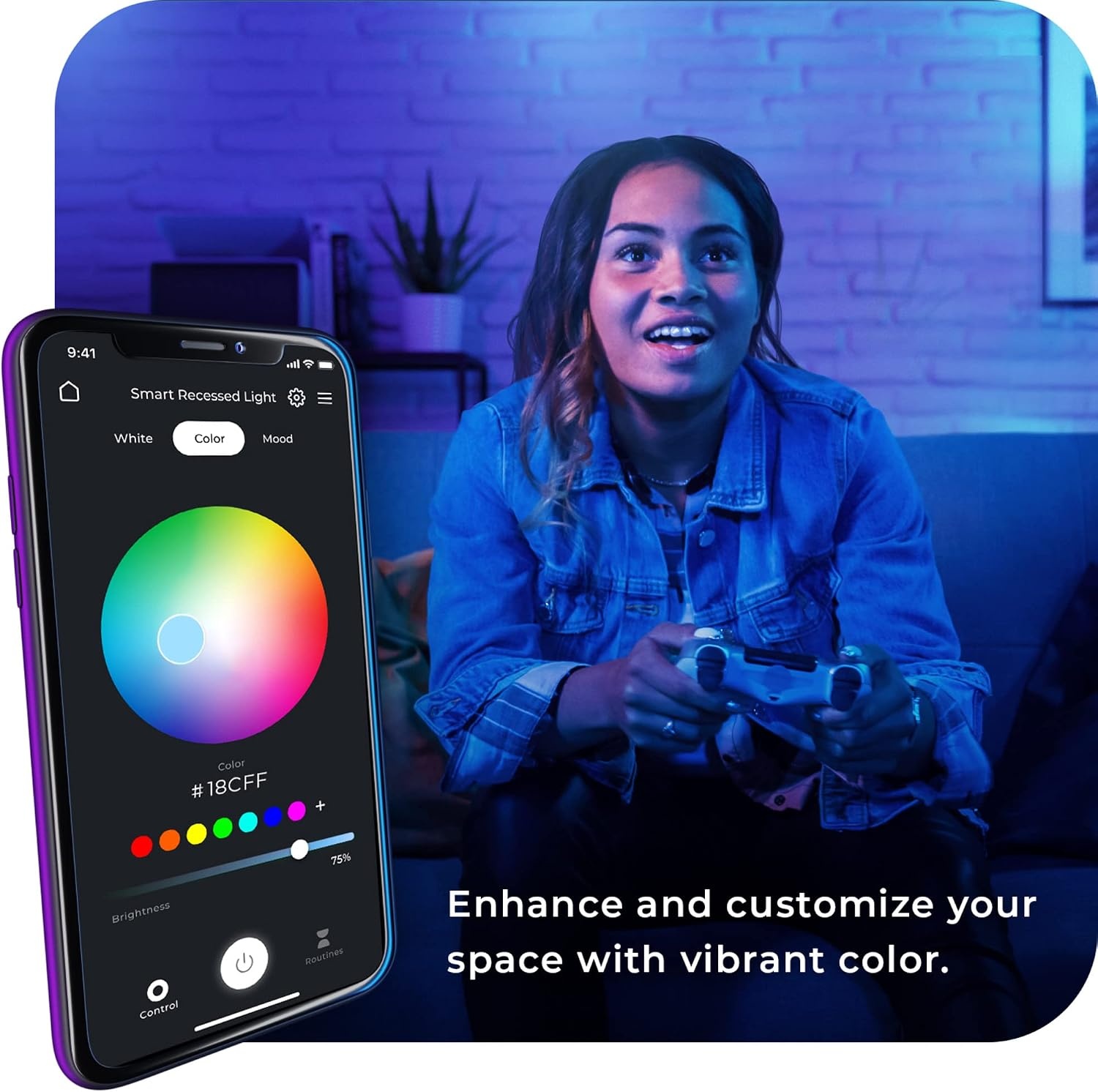 image:imageGlobe Electric 50467 WiFi Smart 4 Swivel LED Recessed Lighting Kit 2Pack No Hub Required Voice Activated 9 W Multicolor Changing RGB Tunable White 2000K 5000K 540 Lumens Wet Rated2 Count Pack of 1
