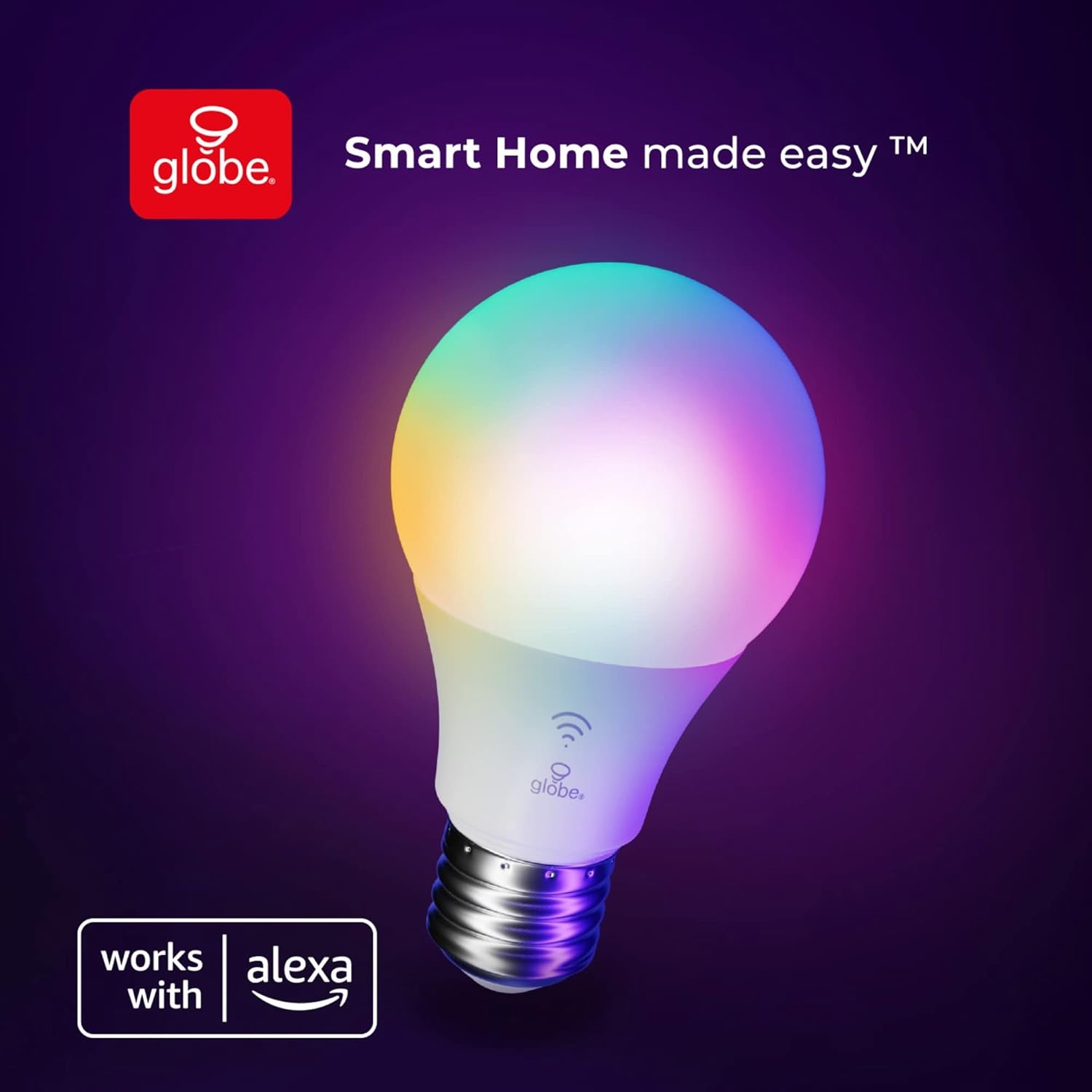 image:imageGlobe Electric 50589 ColorChanging A19 LED Smart Light Bulb 24 GHz WiFi 60W Equivalent 800LM Works with Alexa Only 1PackPack of 1