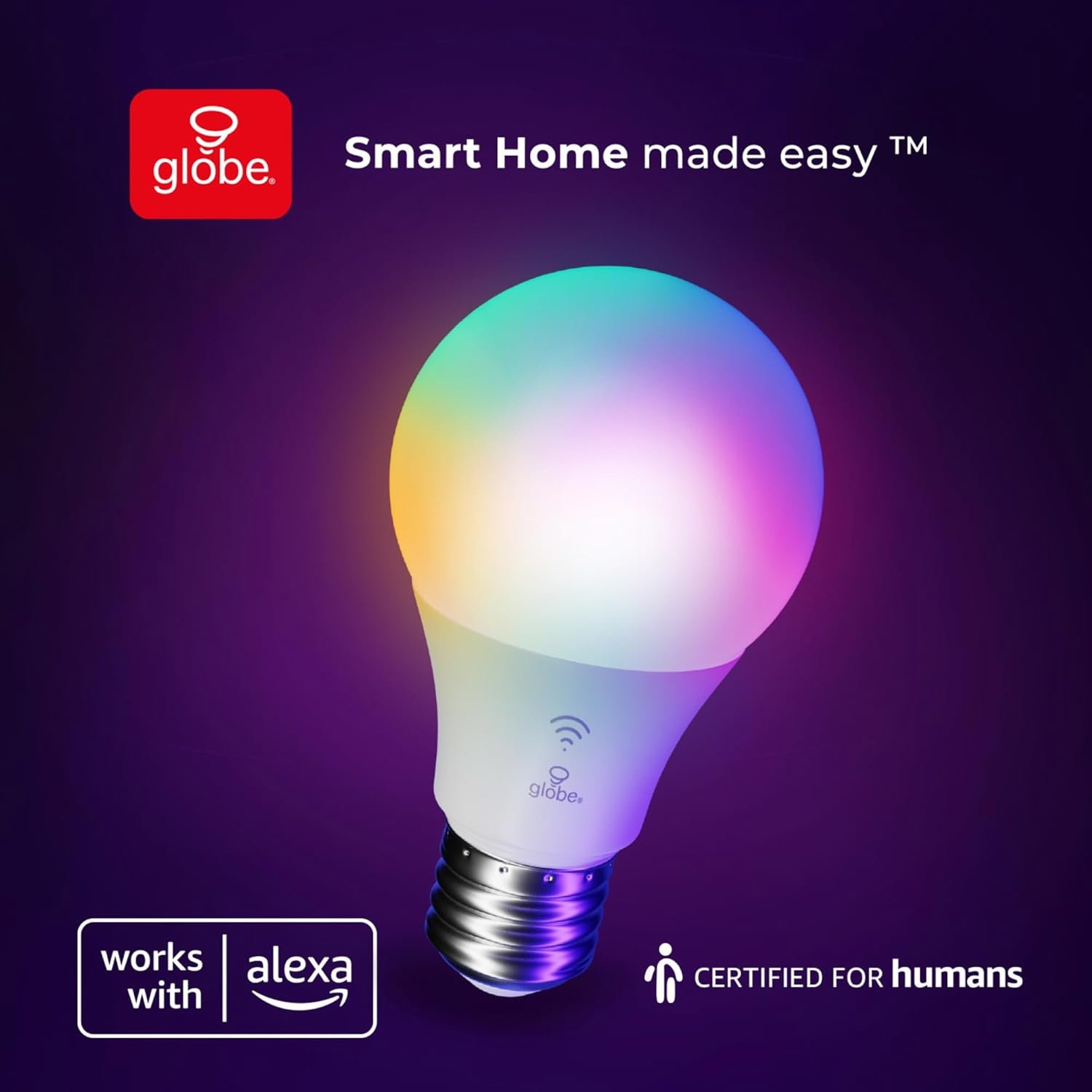 image:imageGlobe Electric 50589 ColorChanging A19 LED Smart Light Bulb 24 GHz WiFi 60W Equivalent 800LM Works with Alexa Only 1PackPack of 1