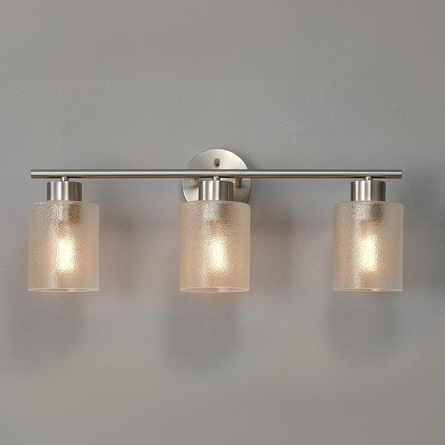 image:imageGlobe Electric 51234 5Piece AllinOne Bathroom Set Chrome 23 3Light Vanity Wall Light with Clear Glass Shades Towel Bar and Ring Robe Hook Toilet Paper Holder Beauty Room AccessoriesBrushed Nickel