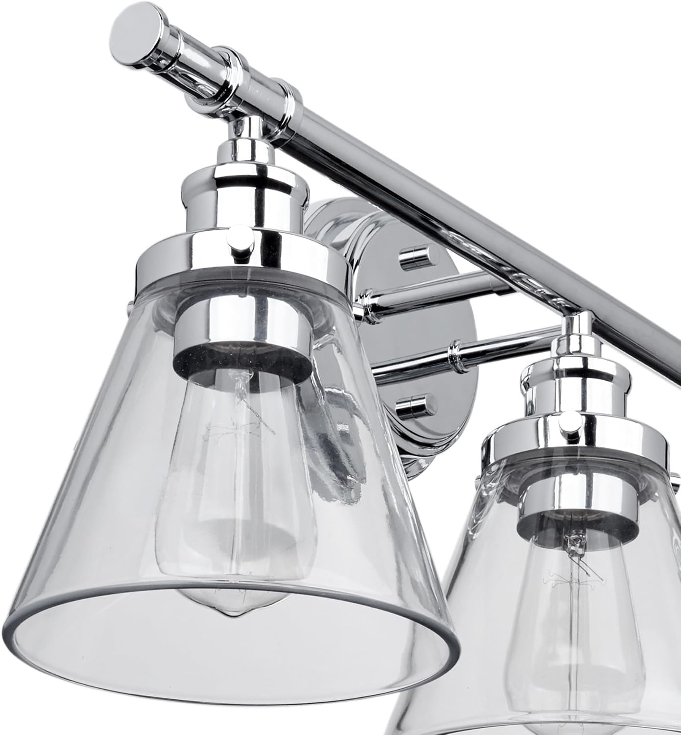 image:imageGlobe Electric 51234 5Piece AllinOne Bathroom Set Chrome 23 3Light Vanity Wall Light with Clear Glass Shades Towel Bar and Ring Robe Hook Toilet Paper Holder Beauty Room AccessoriesChrome Parker
