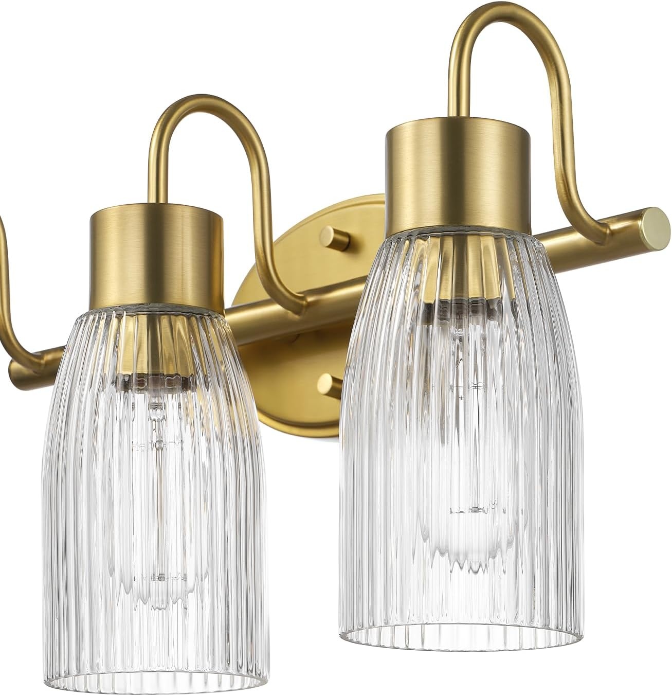 image:imageGlobe Electric 51234 5Piece AllinOne Bathroom Set Chrome 23 3Light Vanity Wall Light with Clear Glass Shades Towel Bar and Ring Robe Hook Toilet Paper Holder Beauty Room AccessoriesBlack Ribbed Shades
