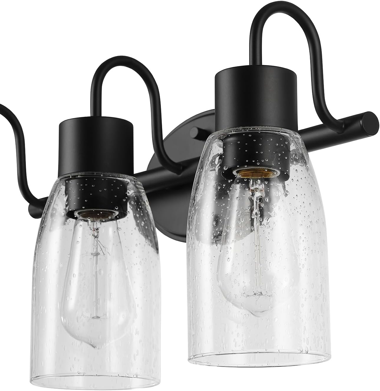 image:imageGlobe Electric 51234 5Piece AllinOne Bathroom Set Chrome 23 3Light Vanity Wall Light with Clear Glass Shades Towel Bar and Ring Robe Hook Toilet Paper Holder Beauty Room AccessoriesBlack Seeded Shades