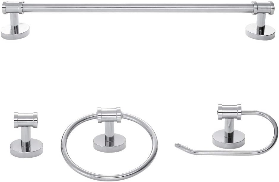 image:imageGlobe Electric 51414 Freya 5Piece AllinOne Bathroom Set 3 Vanity Light with White Shades Bar Towel Ring Robe Hook Toilet Paper Holder Chrome with Frosted Glass