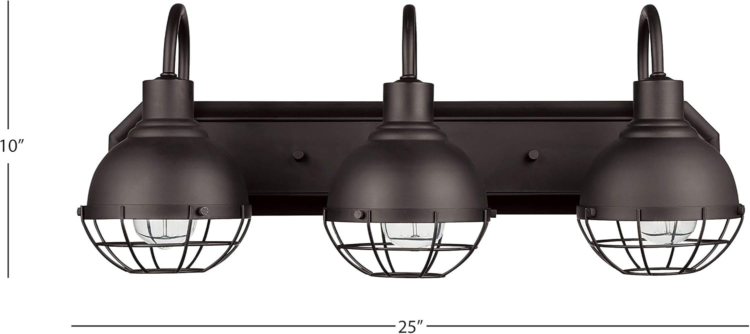 image:imageGlobe Electric 51620 Eli 3Light Caged Vanity Light Dark Bronze Bulbs Included 220 Lumen