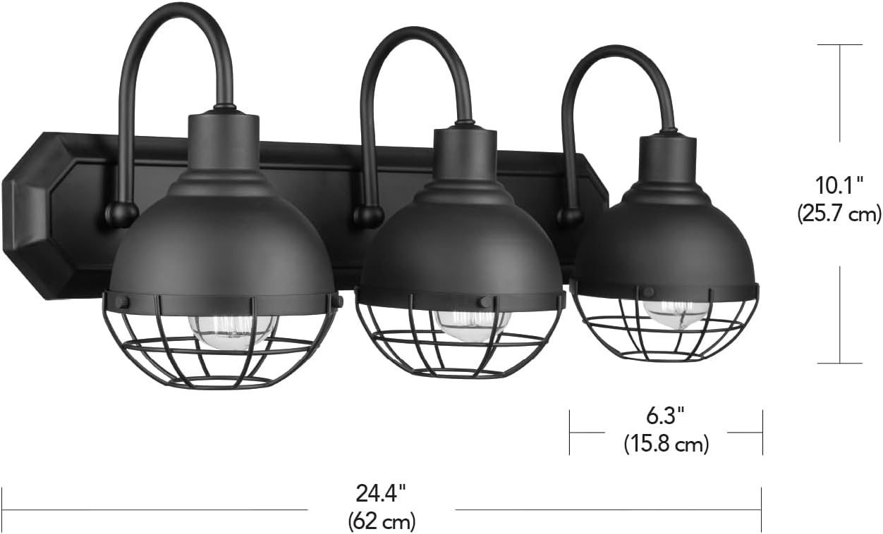 image:imageGlobe Electric 51620 Eli 3Light Caged Vanity Light Dark Bronze Bulbs Included 220 Lumen