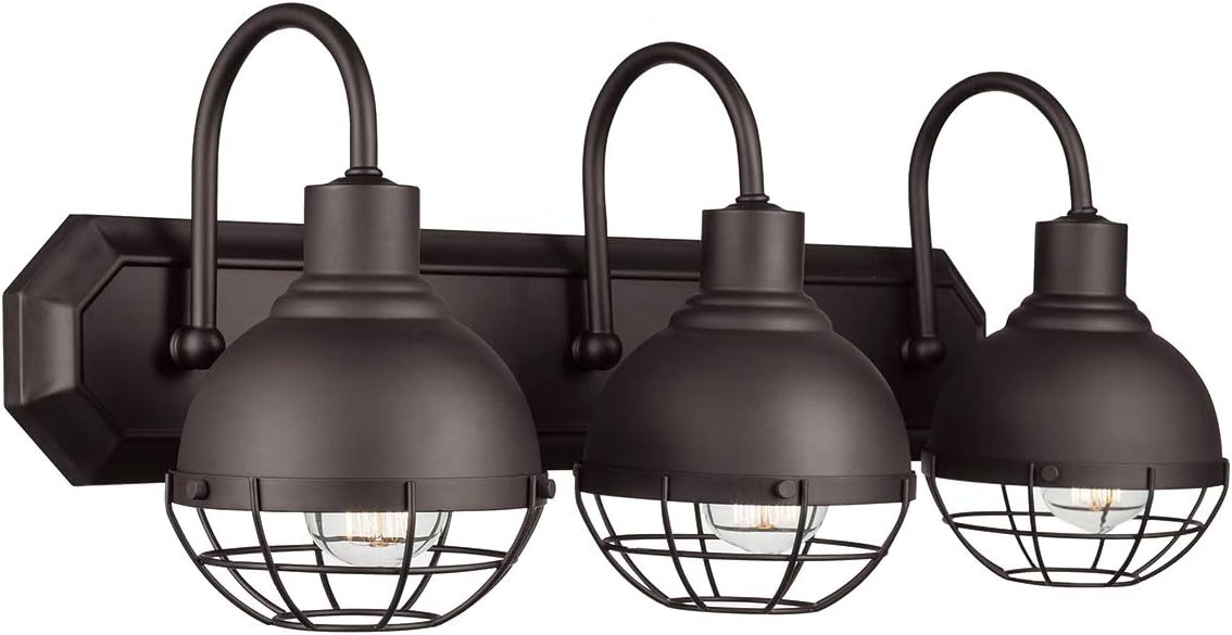 image:imageGlobe Electric 51620 Eli 3Light Caged Vanity Light Dark Bronze Bulbs Included 220 Lumen