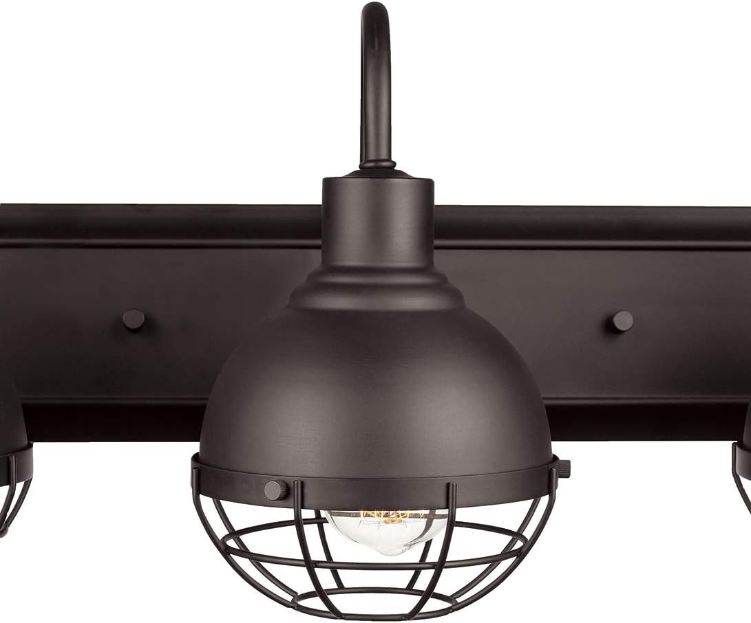 image:imageGlobe Electric 51620 Eli 3Light Caged Vanity Light Dark Bronze Bulbs Included 220 Lumen