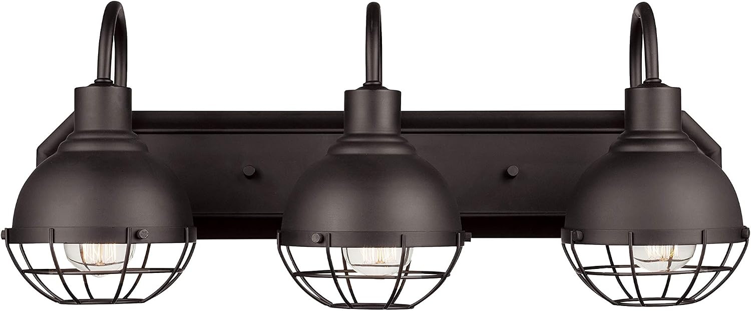 image:imageGlobe Electric 51620 Eli 3Light Caged Vanity Light Dark Bronze Bulbs Included 220 Lumen