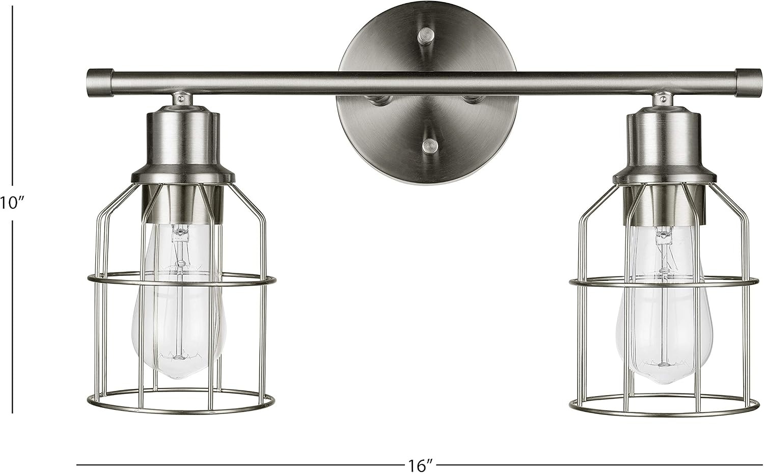 image:imageGlobe Electric 51623 Dundas 2Light Vanity Light Brushed Nickel Cage Shades Bulbs IncludedBrushed Nickel
