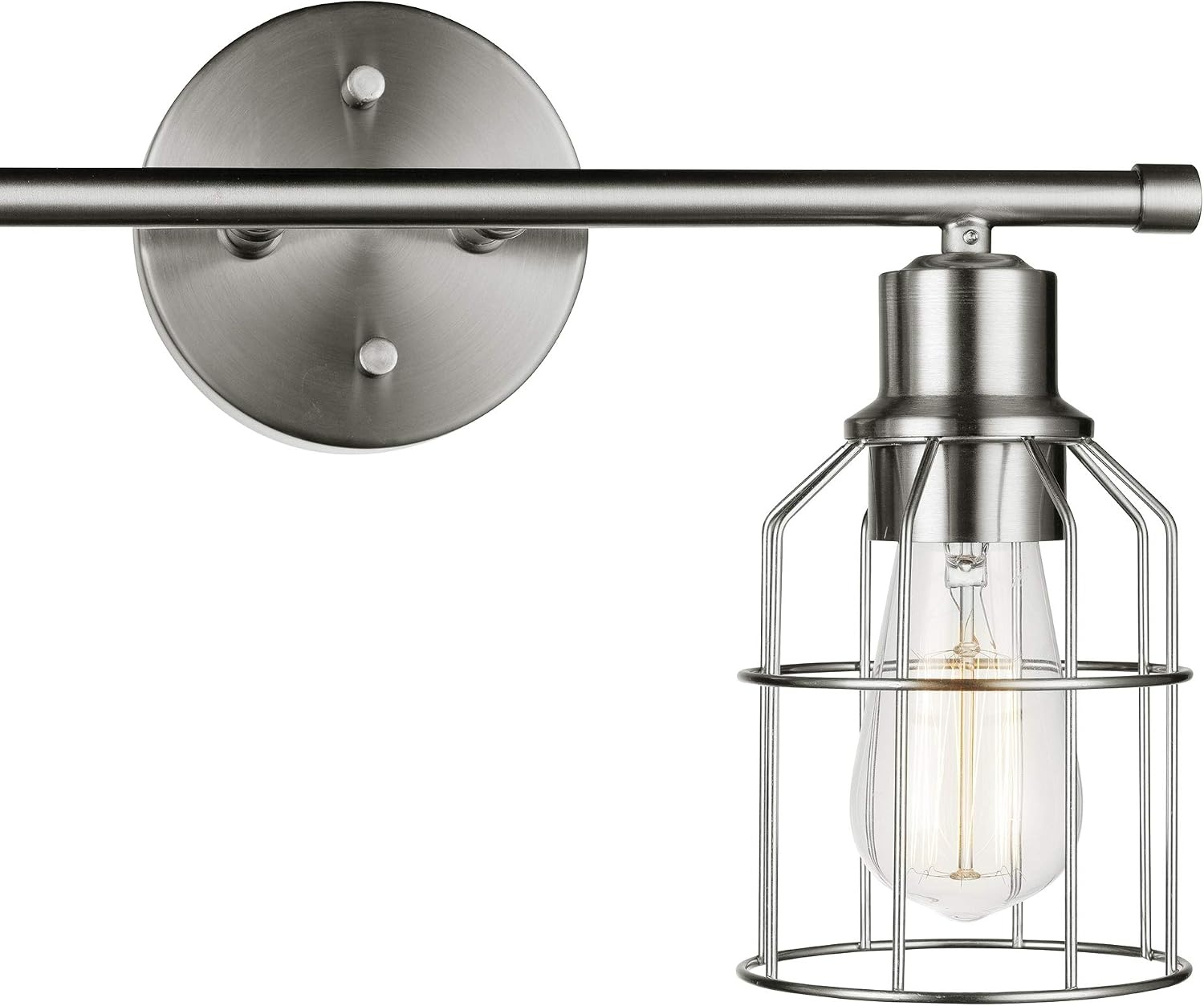image:imageGlobe Electric 51623 Dundas 2Light Vanity Light Brushed Nickel Cage Shades Bulbs IncludedBrushed Nickel