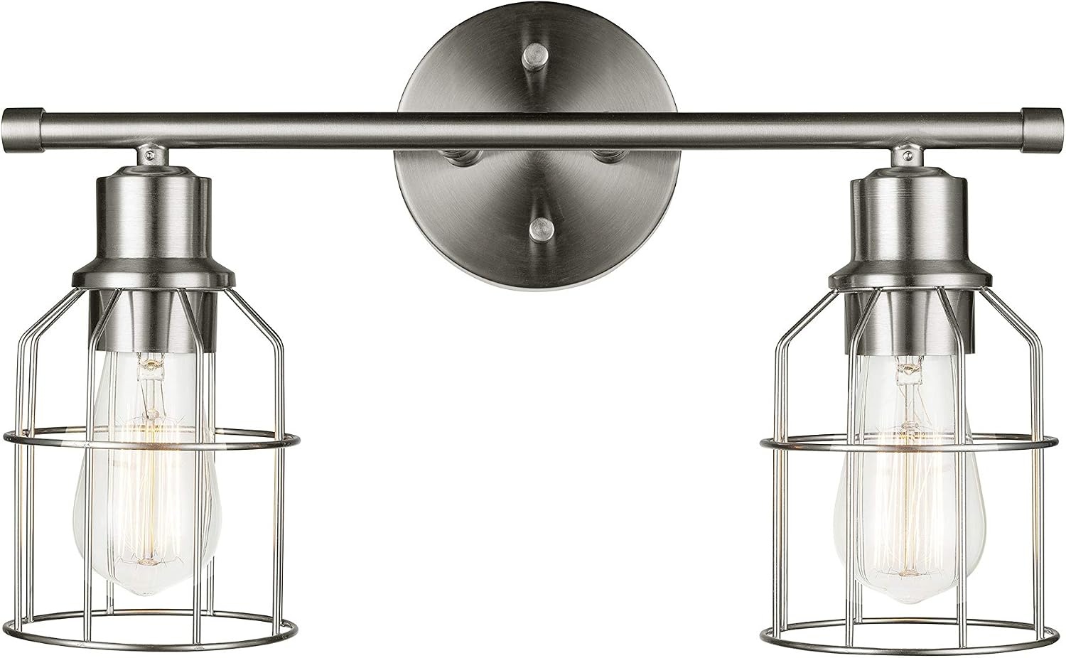 image:imageGlobe Electric 51623 Dundas 2Light Vanity Light Brushed Nickel Cage Shades Bulbs IncludedBrushed Nickel