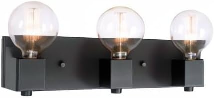 image:imageGlobe Electric 51634 Dakota 5Piece AllinOne Bathroom Set 3 Vanity Light with Seeded Glass Shades Bar Toilet Paper Holder Towel Ring Robe Hook Matte BlackMatte Black Trento