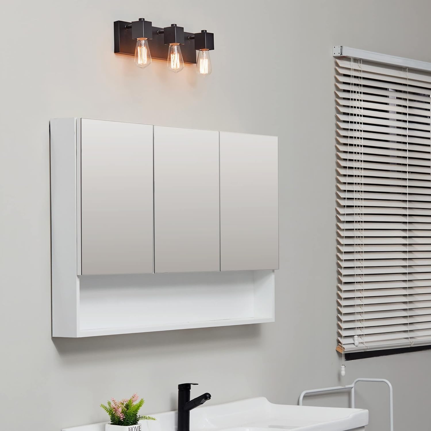 image:imageGlobe Electric 51634 Dakota 5Piece AllinOne Bathroom Set 3 Vanity Light with Seeded Glass Shades Bar Toilet Paper Holder Towel Ring Robe Hook Matte BlackMatte Black Trento