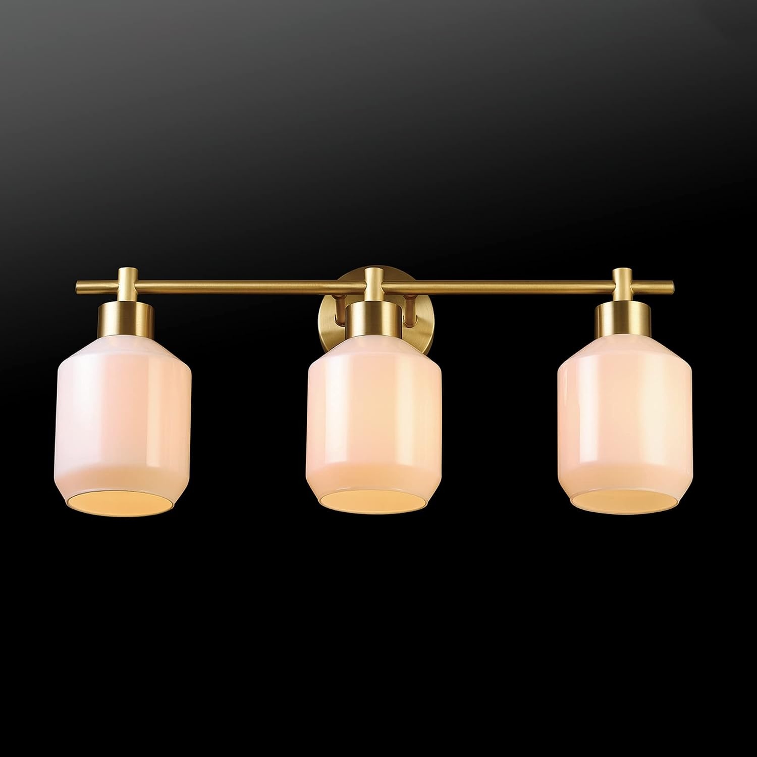 image:imageGlobe Electric 52055 Cannes 3Light Vanity Light Matte Brass Opal Glass Shades