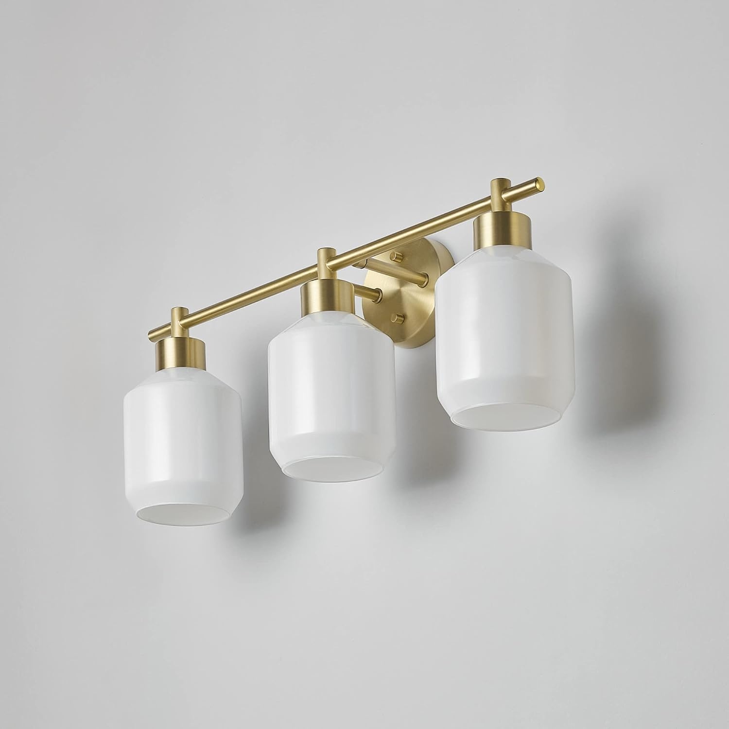 image:imageGlobe Electric 52055 Cannes 3Light Vanity Light Matte Brass Opal Glass Shades
