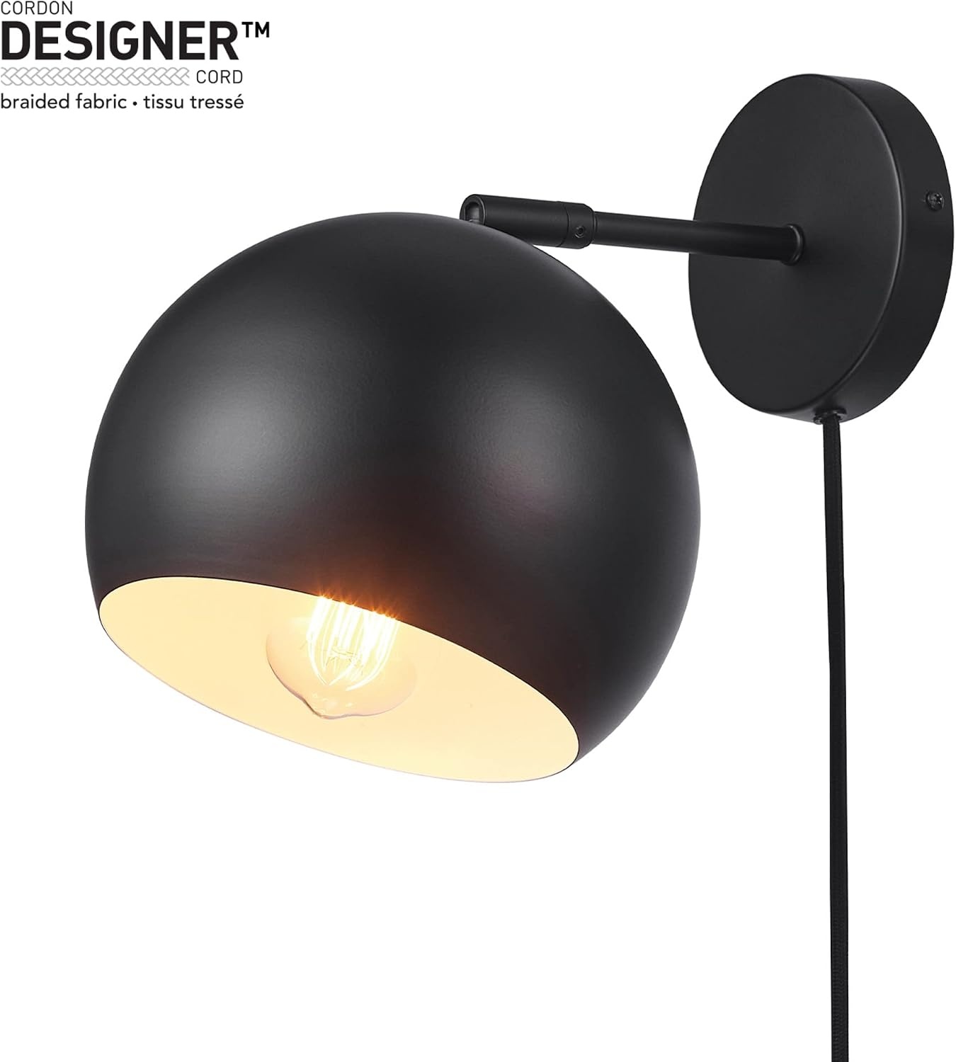 image:imageGlobe Electric 52076 Molly 1Light Plugin or Hardwire Wall Sconce Matte Black