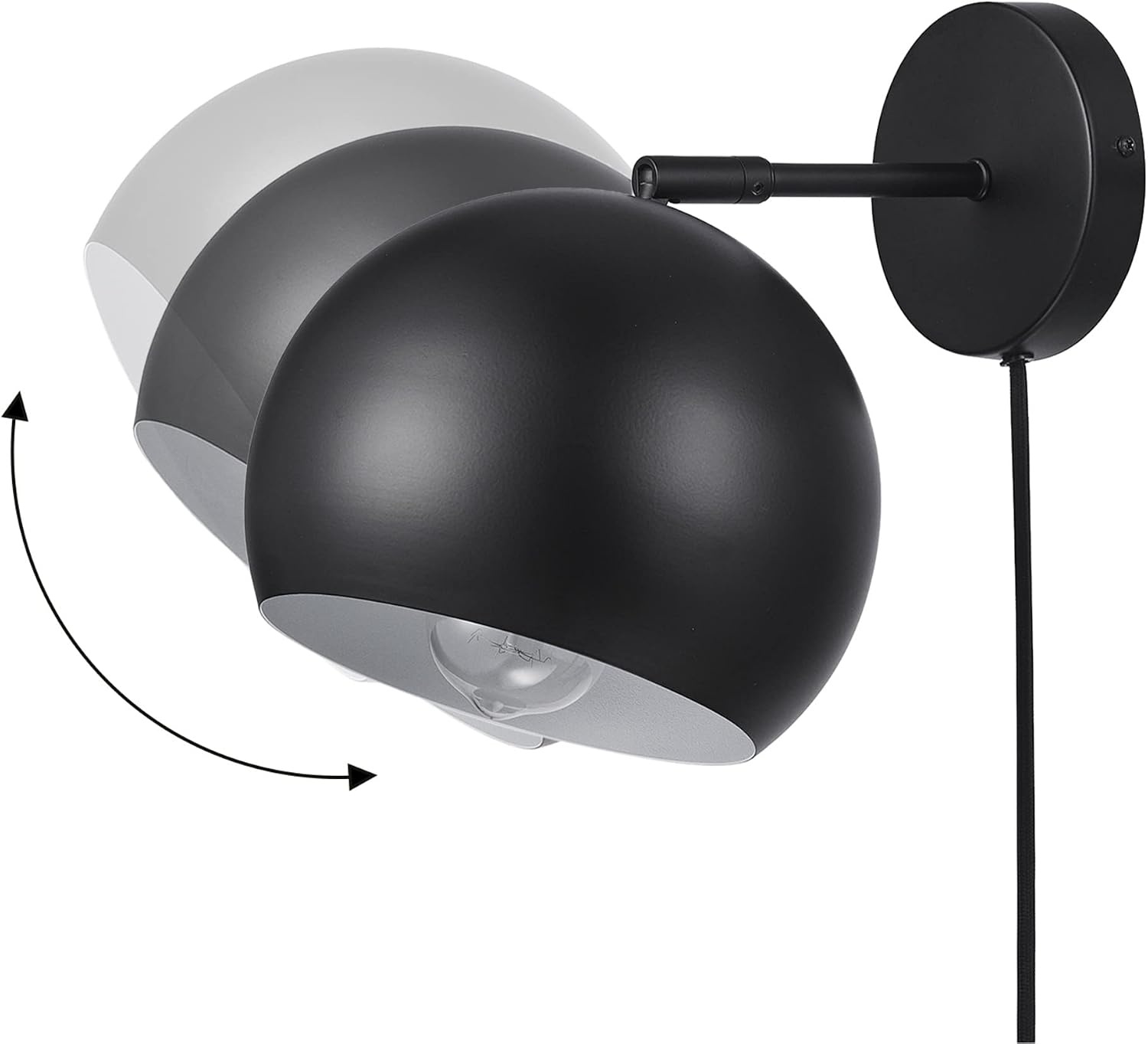 image:imageGlobe Electric 52076 Molly 1Light Plugin or Hardwire Wall Sconce Matte Black