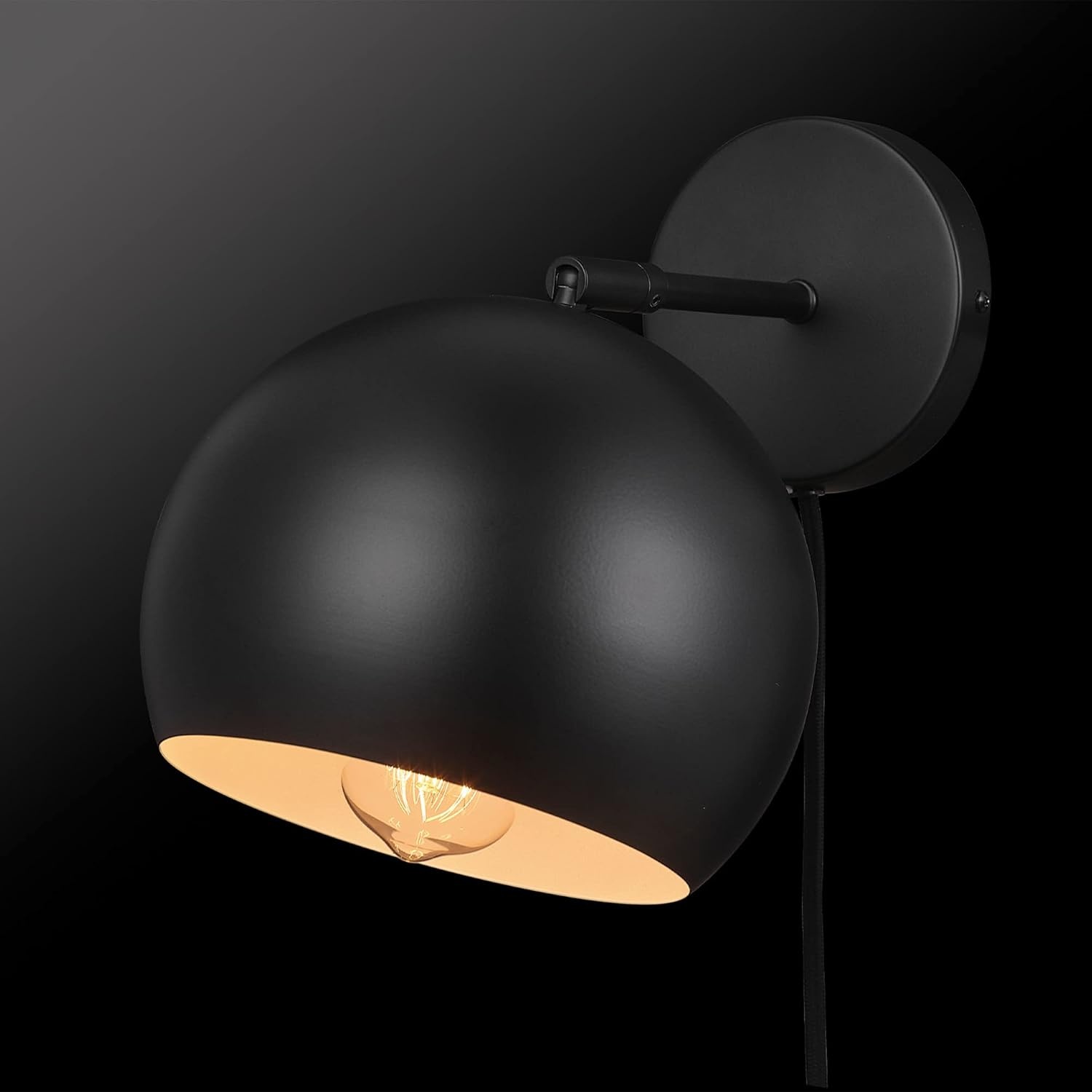 image:imageGlobe Electric 52076 Molly 1Light Plugin or Hardwire Wall Sconce Matte Black