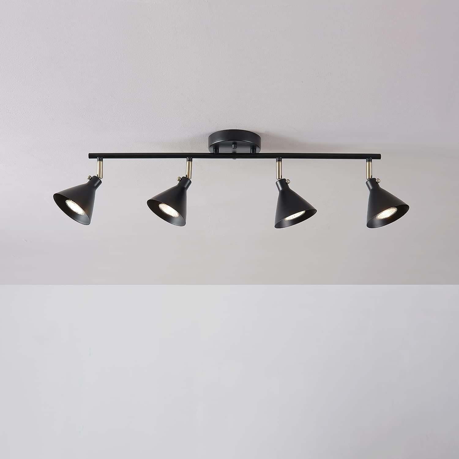 image:imageGlobe Electric 57228 4Light Track Lighting Matte Black Matte Brass Accents Lighting for Kitchen Bathroom Bedroom or Dining Room Living Room Ceiling Lights Light Fixture Kitchen Island Lights