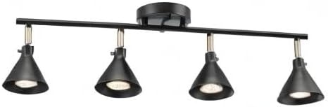 image:imageGlobe Electric 57228 4Light Track Lighting Matte Black Matte Brass Accents Lighting for Kitchen Bathroom Bedroom or Dining Room Living Room Ceiling Lights Light Fixture Kitchen Island Lights