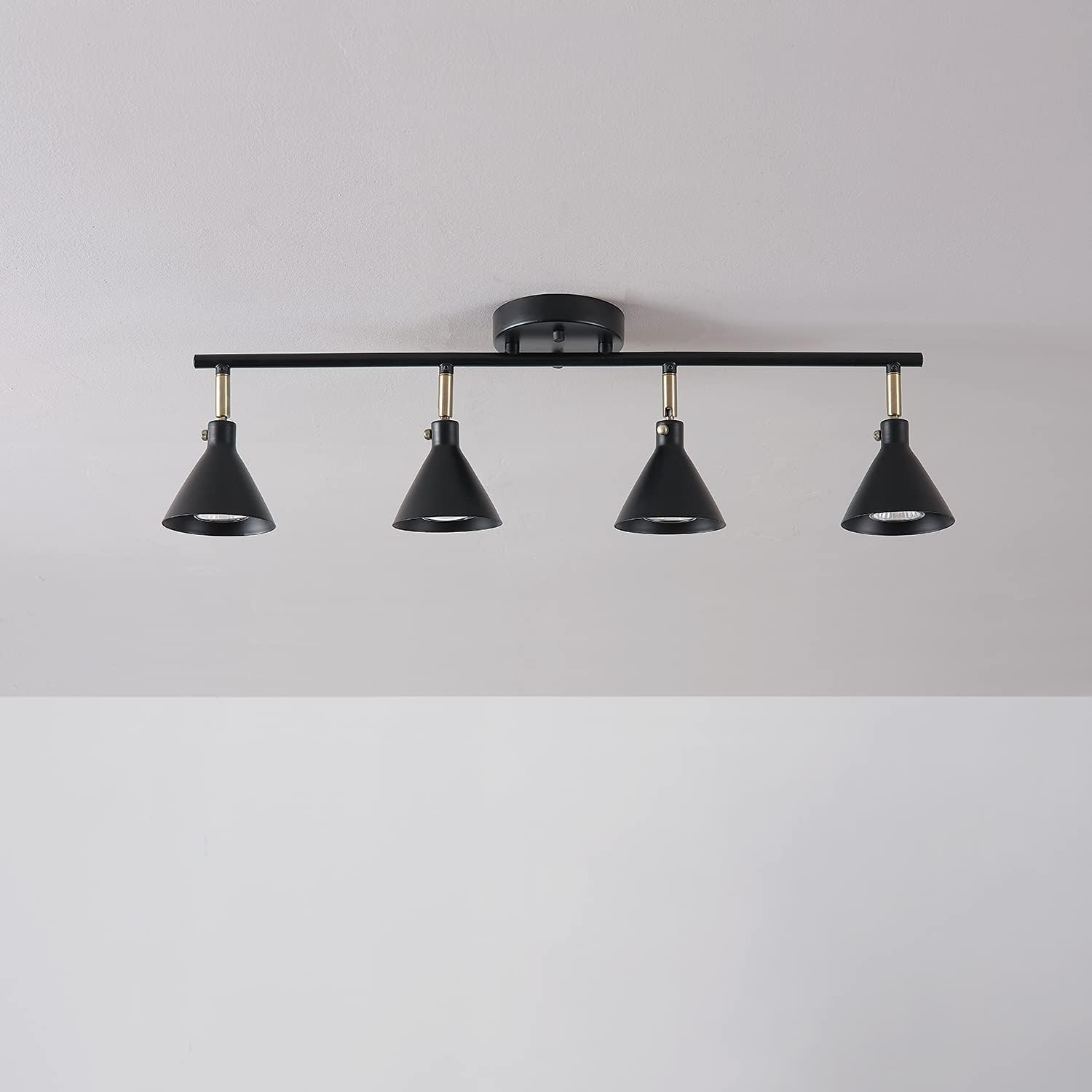image:imageGlobe Electric 57228 4Light Track Lighting Matte Black Matte Brass Accents Lighting for Kitchen Bathroom Bedroom or Dining Room Living Room Ceiling Lights Light Fixture Kitchen Island Lights