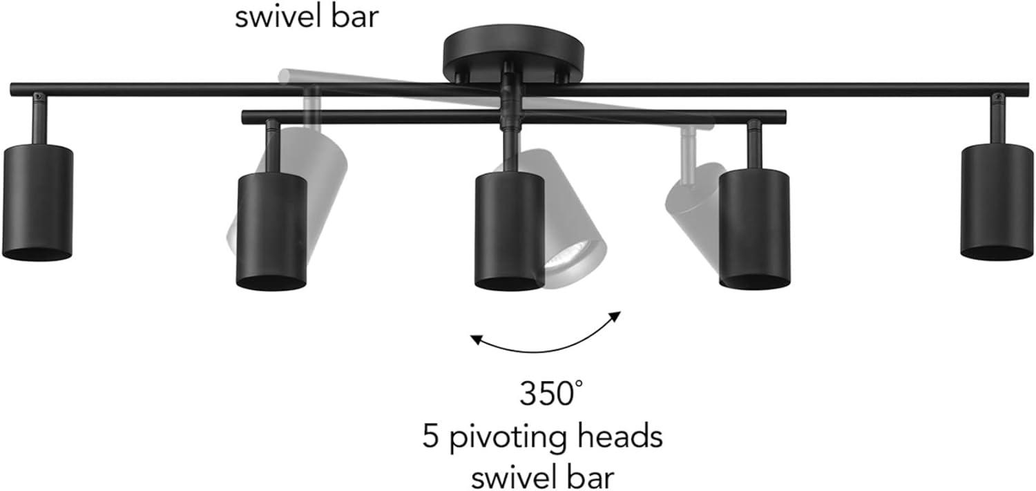 image:imageGlobe Electric 57500 4Light Track Lighting Matte Black Adjustable Center Swivel Bar Modern Ceiling Fixture for Kitchen Island Hallway or Dining Room Table GU10 BiPin Twist and Click BaseBlack Miller