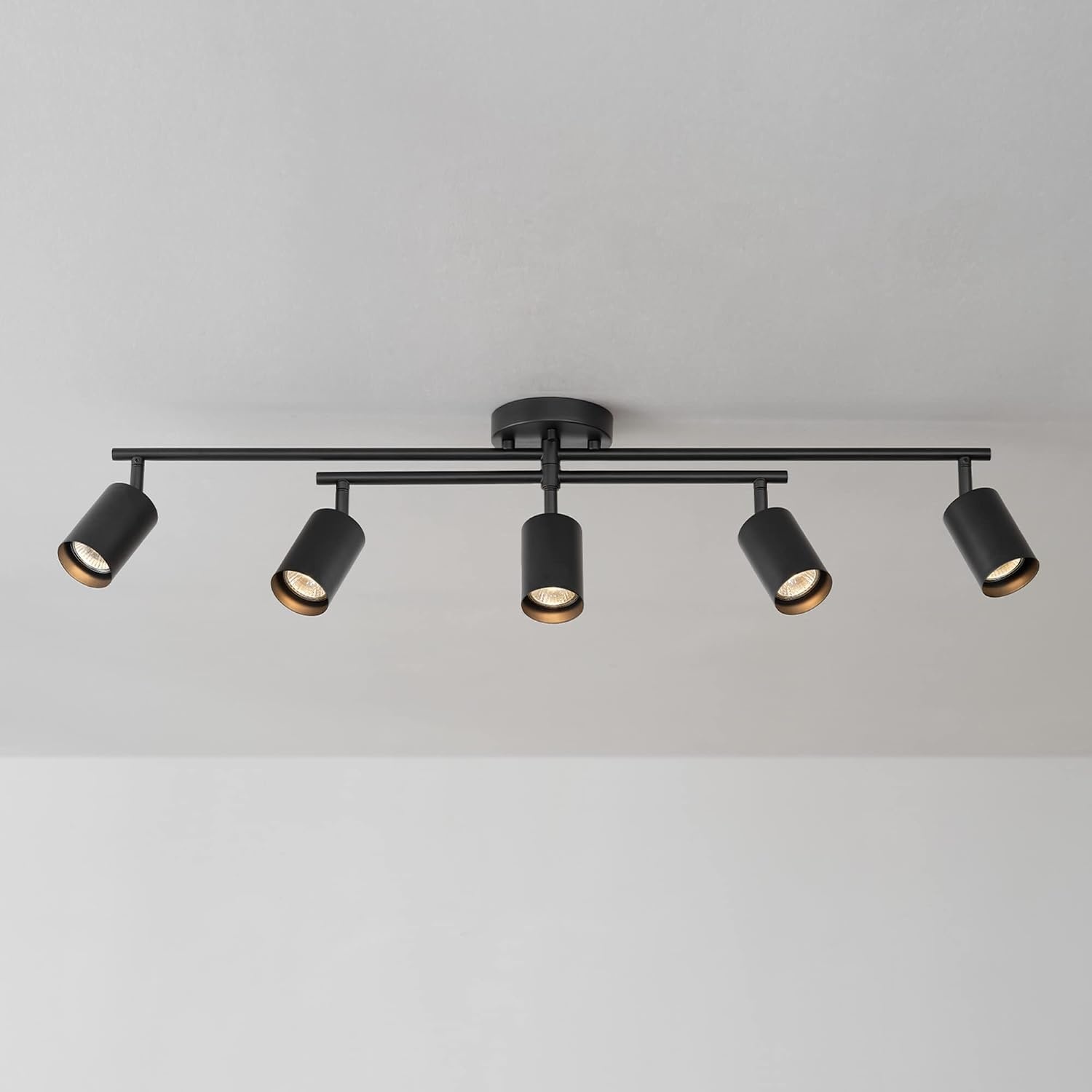 image:imageGlobe Electric 57500 4Light Track Lighting Matte Black Adjustable Center Swivel Bar Modern Ceiling Fixture for Kitchen Island Hallway or Dining Room Table GU10 BiPin Twist and Click BaseBlack Miller