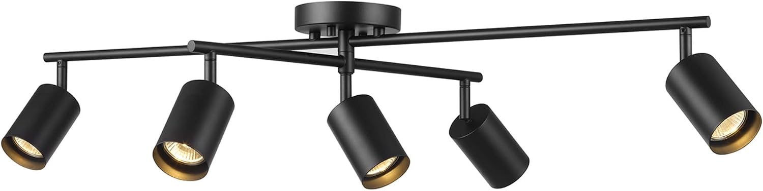 image:imageGlobe Electric 57500 4Light Track Lighting Matte Black Adjustable Center Swivel Bar Modern Ceiling Fixture for Kitchen Island Hallway or Dining Room Table GU10 BiPin Twist and Click BaseBlack Miller