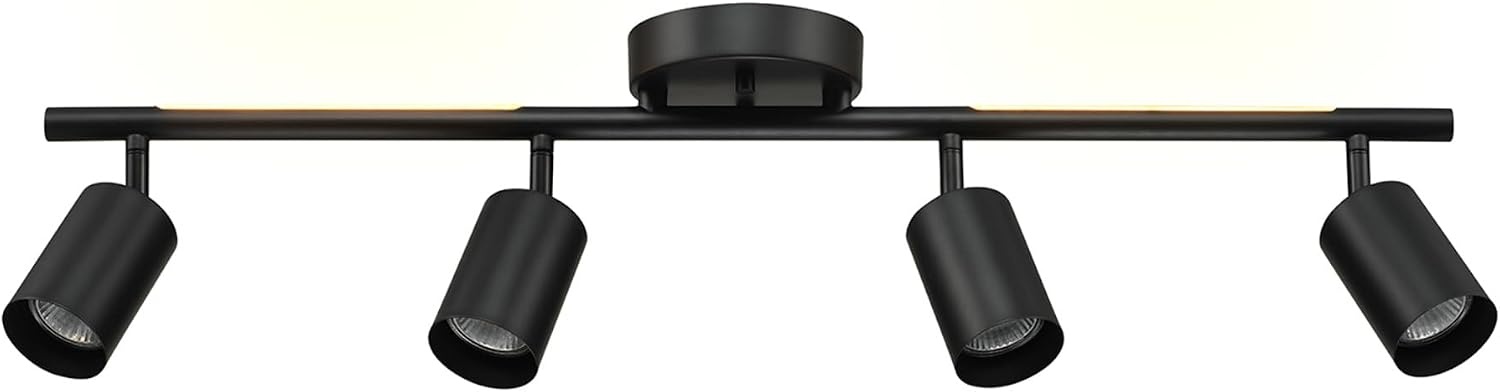 image:imageGlobe Electric 57500 4Light Track Lighting Matte Black Adjustable Center Swivel Bar Modern Ceiling Fixture for Kitchen Island Hallway or Dining Room Table GU10 BiPin Twist and Click BaseBlack Pratt