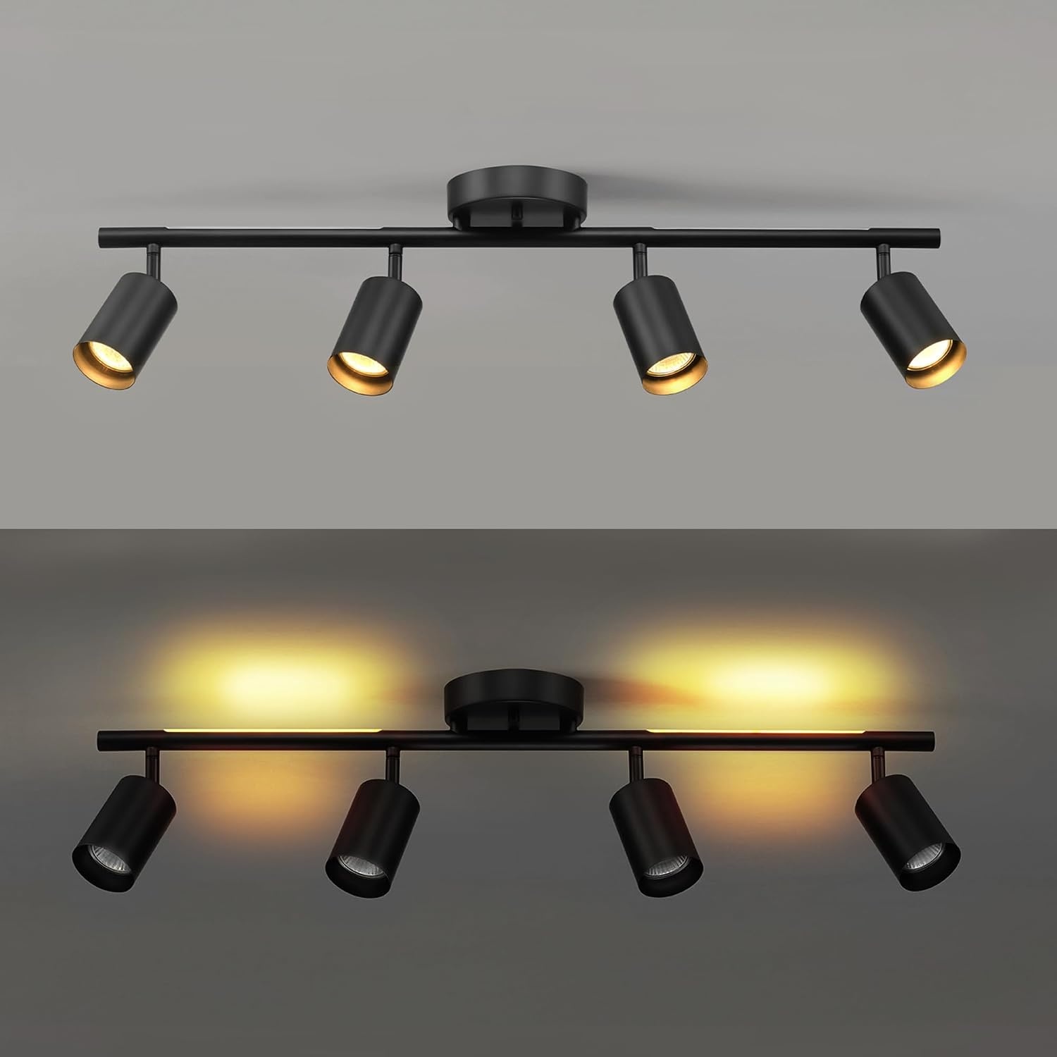 image:imageGlobe Electric 57500 4Light Track Lighting Matte Black Adjustable Center Swivel Bar Modern Ceiling Fixture for Kitchen Island Hallway or Dining Room Table GU10 BiPin Twist and Click BaseBlack Pratt