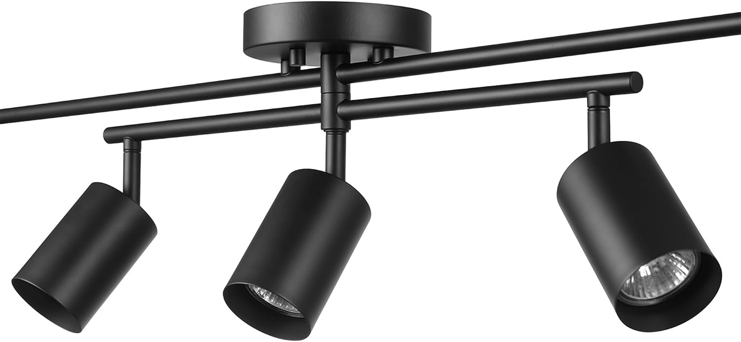 image:imageGlobe Electric 57500 4Light Track Lighting Matte Black Adjustable Center Swivel Bar Modern Ceiling Fixture for Kitchen Island Hallway or Dining Room Table GU10 BiPin Twist and Click BaseBlack Miller