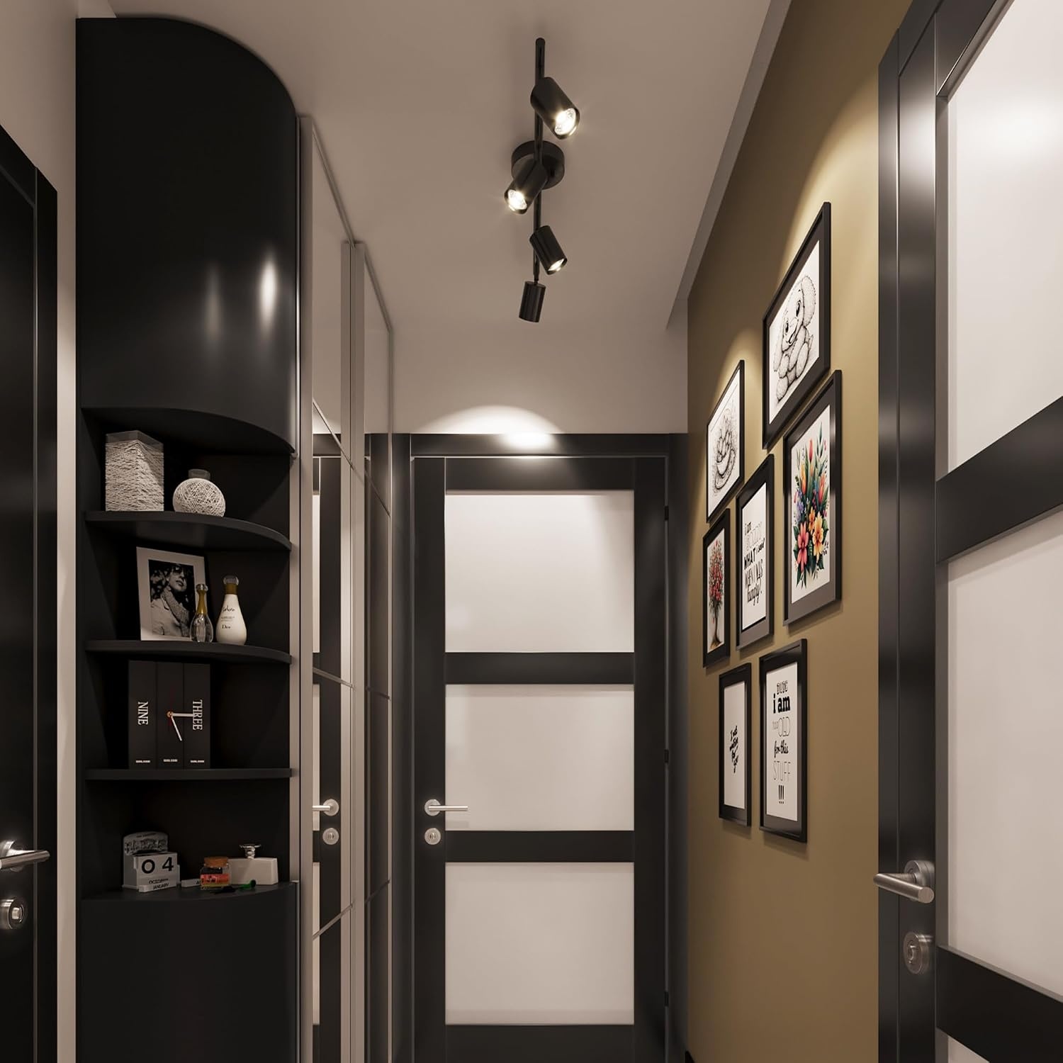 image:imageGlobe Electric 57500 4Light Track Lighting Matte Black Adjustable Center Swivel Bar Modern Ceiling Fixture for Kitchen Island Hallway or Dining Room Table GU10 BiPin Twist and Click BaseBlack Pratt