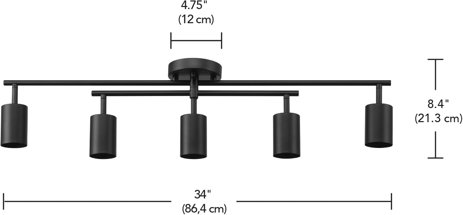 image:imageGlobe Electric 57500 4Light Track Lighting Matte Black Adjustable Center Swivel Bar Modern Ceiling Fixture for Kitchen Island Hallway or Dining Room Table GU10 BiPin Twist and Click BaseBlack Miller