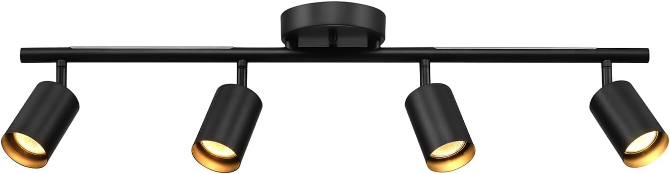 image:imageGlobe Electric 57500 4Light Track Lighting Matte Black Adjustable Center Swivel Bar Modern Ceiling Fixture for Kitchen Island Hallway or Dining Room Table GU10 BiPin Twist and Click BaseBlack Pratt
