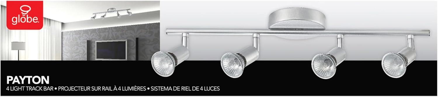 image:imageGlobe Electric 58932 Payton Collection 4 Bar Track Light Matte Silver Bulb Not IncludedMatte Silver