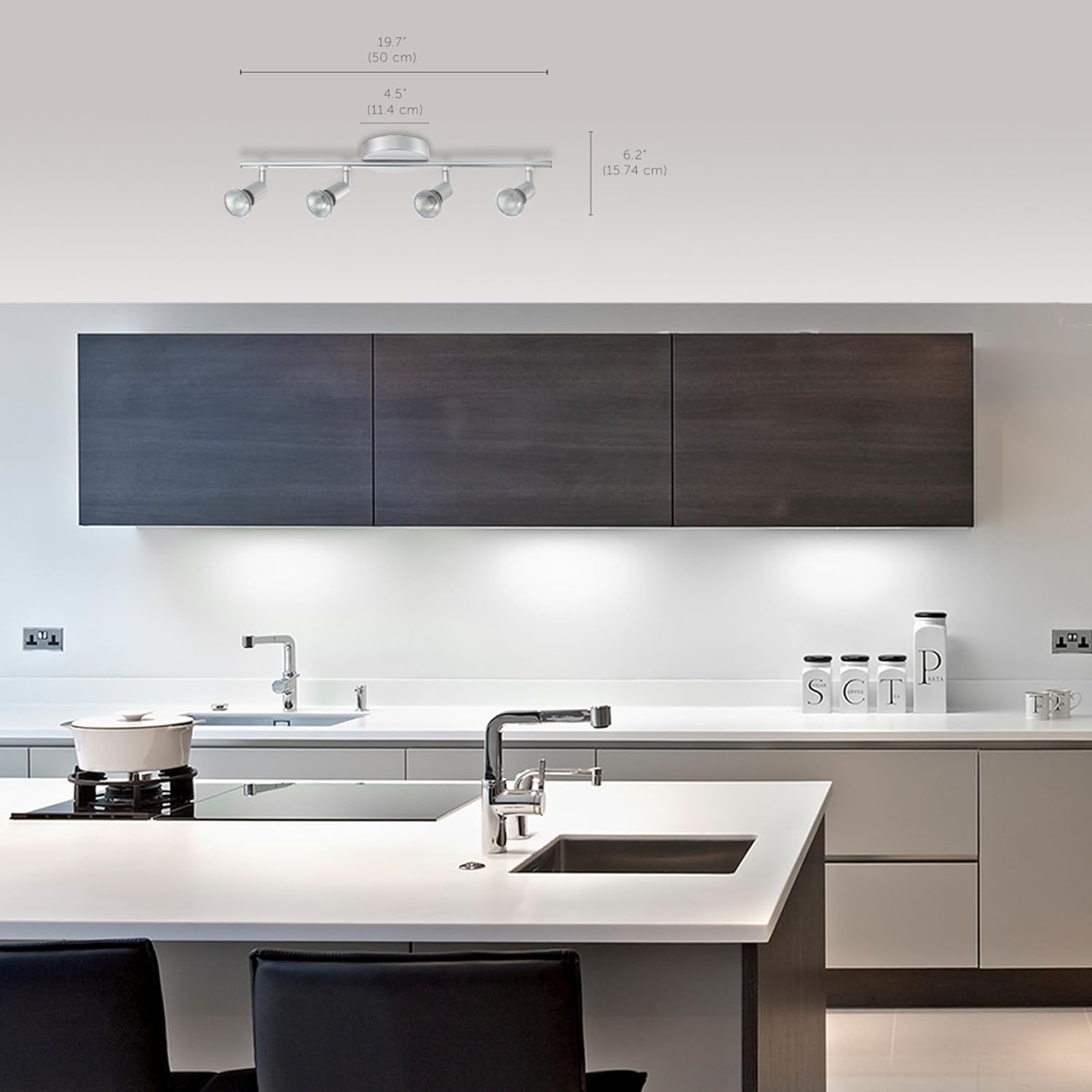 image:imageGlobe Electric 58932 Payton Collection 4 Bar Track Light Matte Silver Bulb Not IncludedMatte Silver