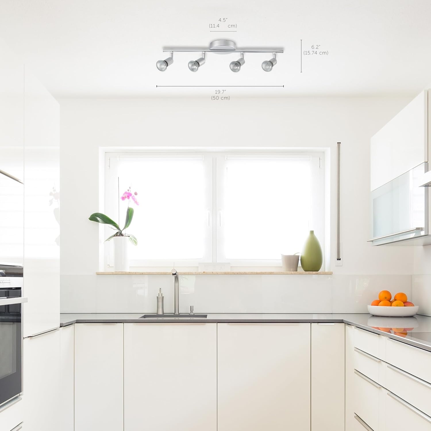 image:imageGlobe Electric 58932 Payton Collection 4 Bar Track Light Matte Silver Bulb Not IncludedMatte Silver